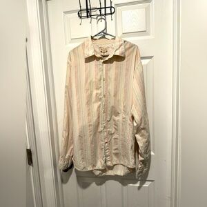 Guess Jeans Vintage Button Up Embroidered Striped Shirt Size XL.